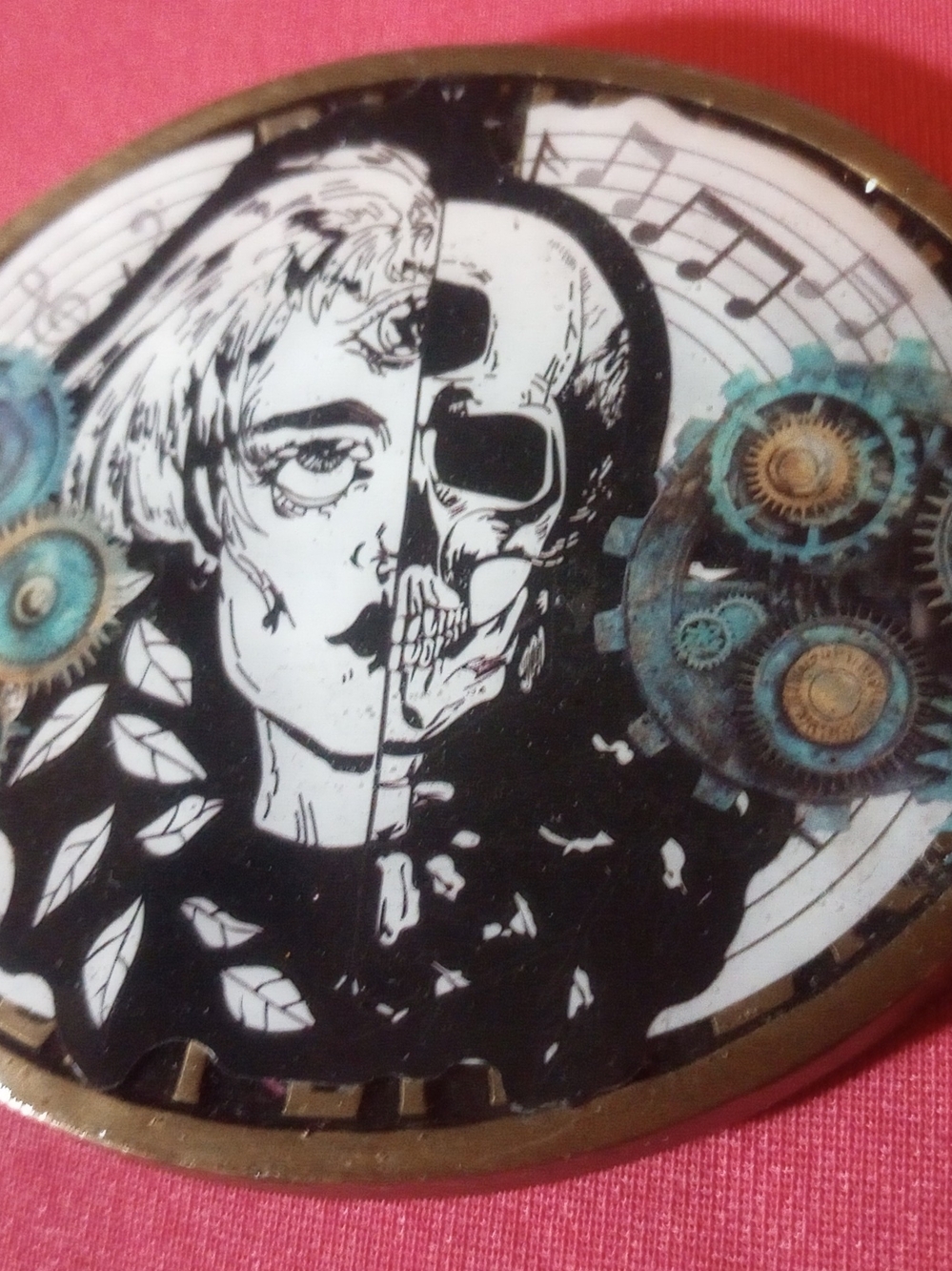 Steampunk Half Face Skull With Gears Unisex Belt Buckle